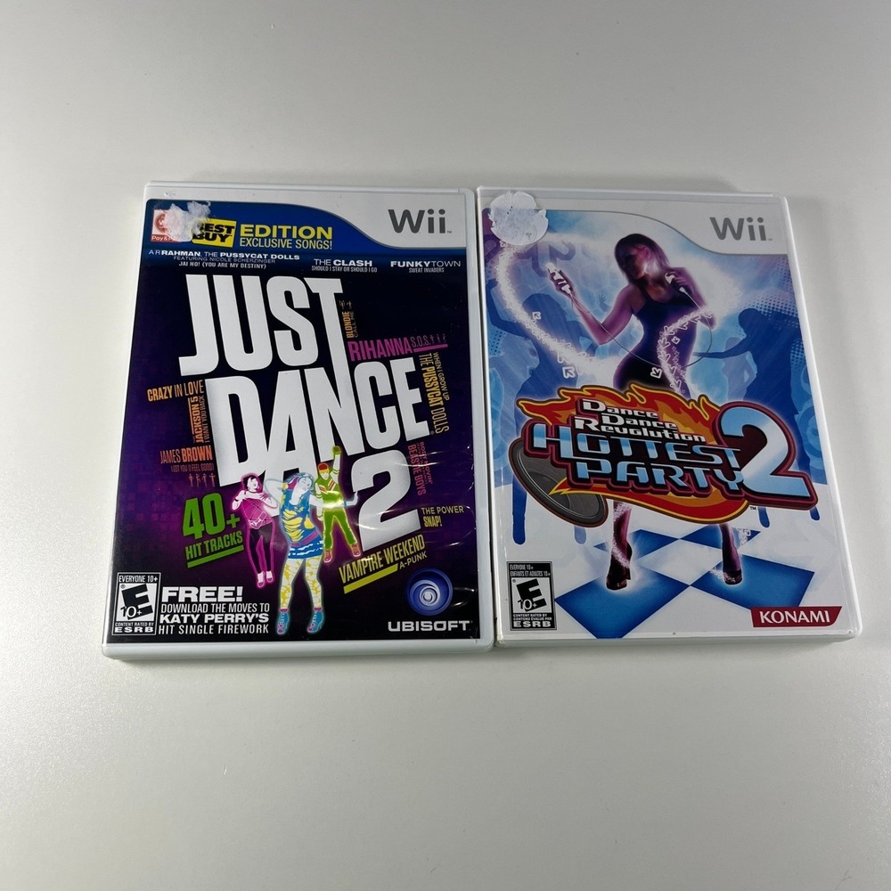 Just Dance 2 & Dance Dance Revolution Hottest Party 2 Wii‎ Games Lot of 2